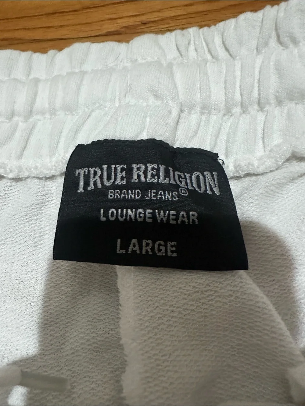 NWT True Religion Men’s Loungewear White Elastic Waist Buddha Logo L